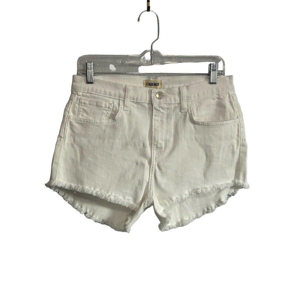 L'AGENCE Women’s Cutoff White Raw Frayed Hem Denim Zoe Short Relaxed New Size 29